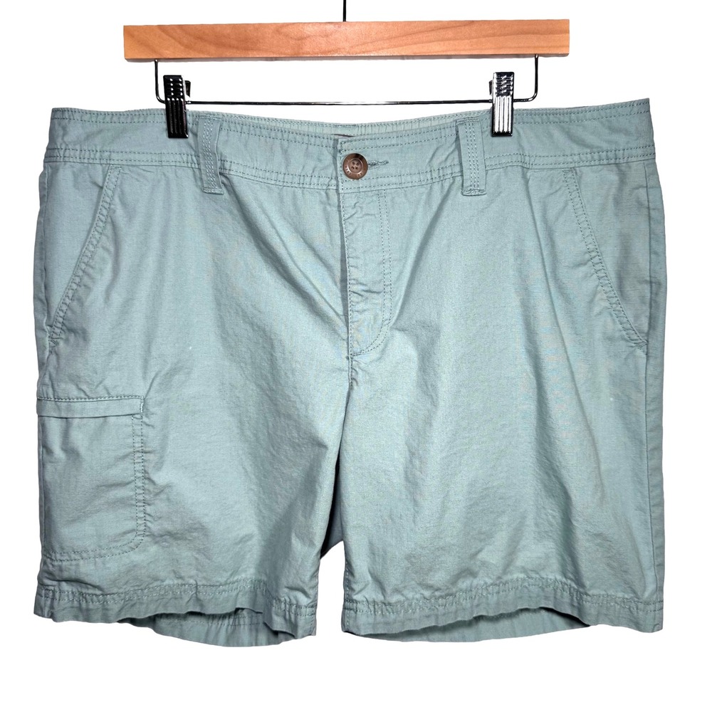 Eddie Bauer Womens Cargo Hiking Shorts 16 Blue Ripstop 100% Cotton Utility Trail - Picture 2 of 11